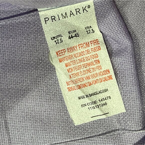Primark Mens Regular Fit Long Sleeve Lavender Button-Up Shirt 17.5" - Picture 4 of 6